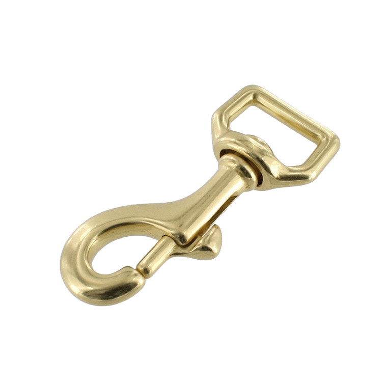 Close-up image of a high-quality, durable snap hook made from sturdy metal, designed for use with Biothane leashes. The hardware features a smooth finish and a secure spring-loaded clasp for reliable attachment, ensuring strength and longevity.